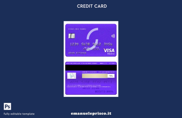 stile verificato Modello di carta elettronica per visto bancario Starling del Re